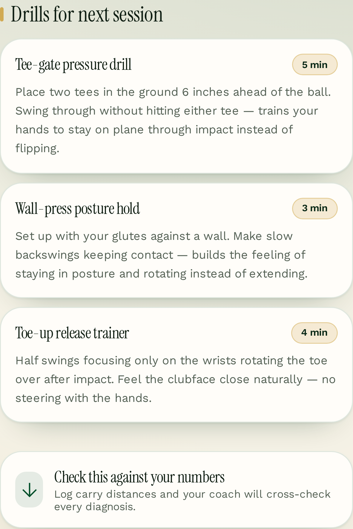 Mashy swing analysis — Drills for next session